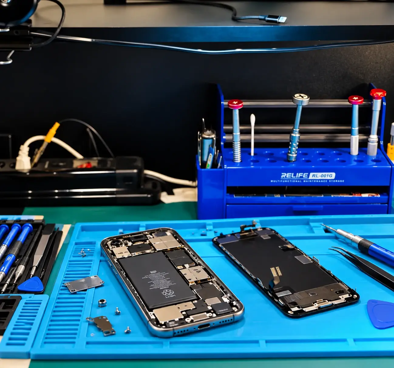 iPhone desmontado na bancada da PCSPEED